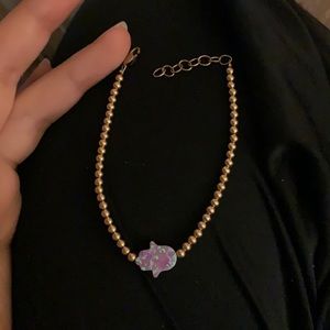 Pink opal hamsa bracelet